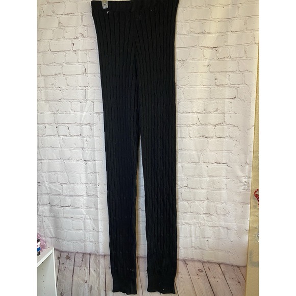 The Unbranded Brand Pants - Women's Black Knit, Long Leggings,‎ Size Large Leggings Cotton Blend
